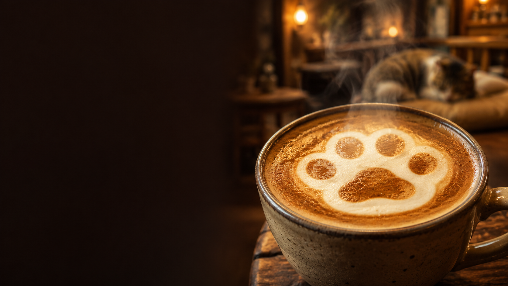 Close-up of Purr N' Sip coffee cups with the shop logo